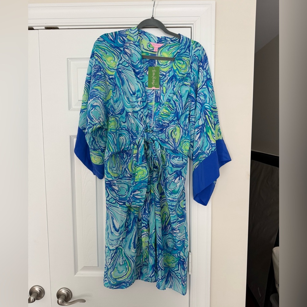 Lilly Pulitzer Kimora Kimono Silky Dress in Oh Shucks